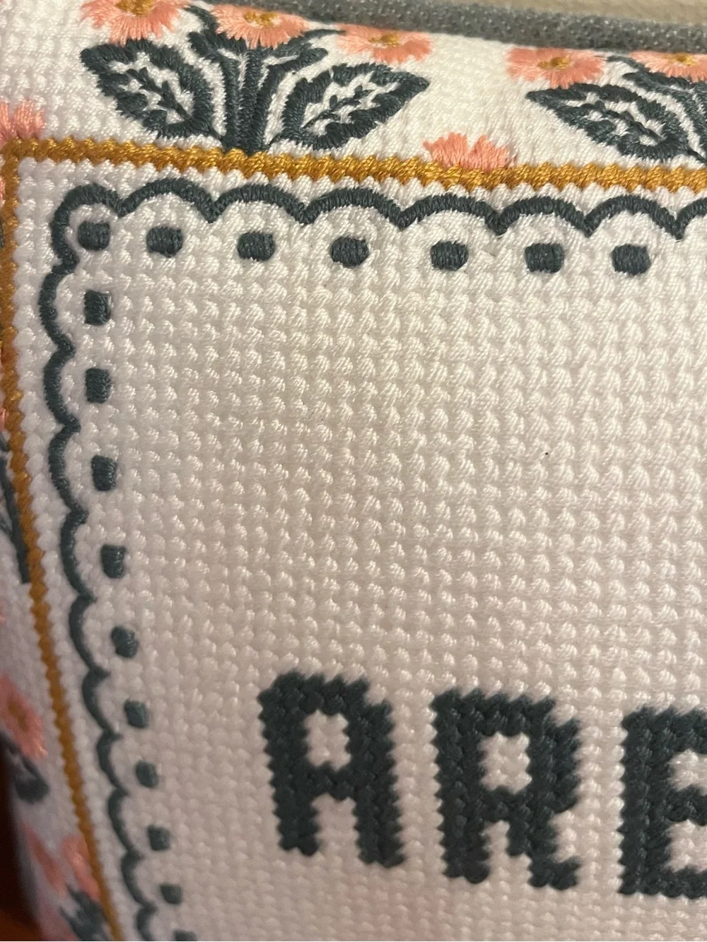 🆕- Embroidered  “BOOKS ARE MY HAPPY PLACE” Accent Pillow with Floral Border